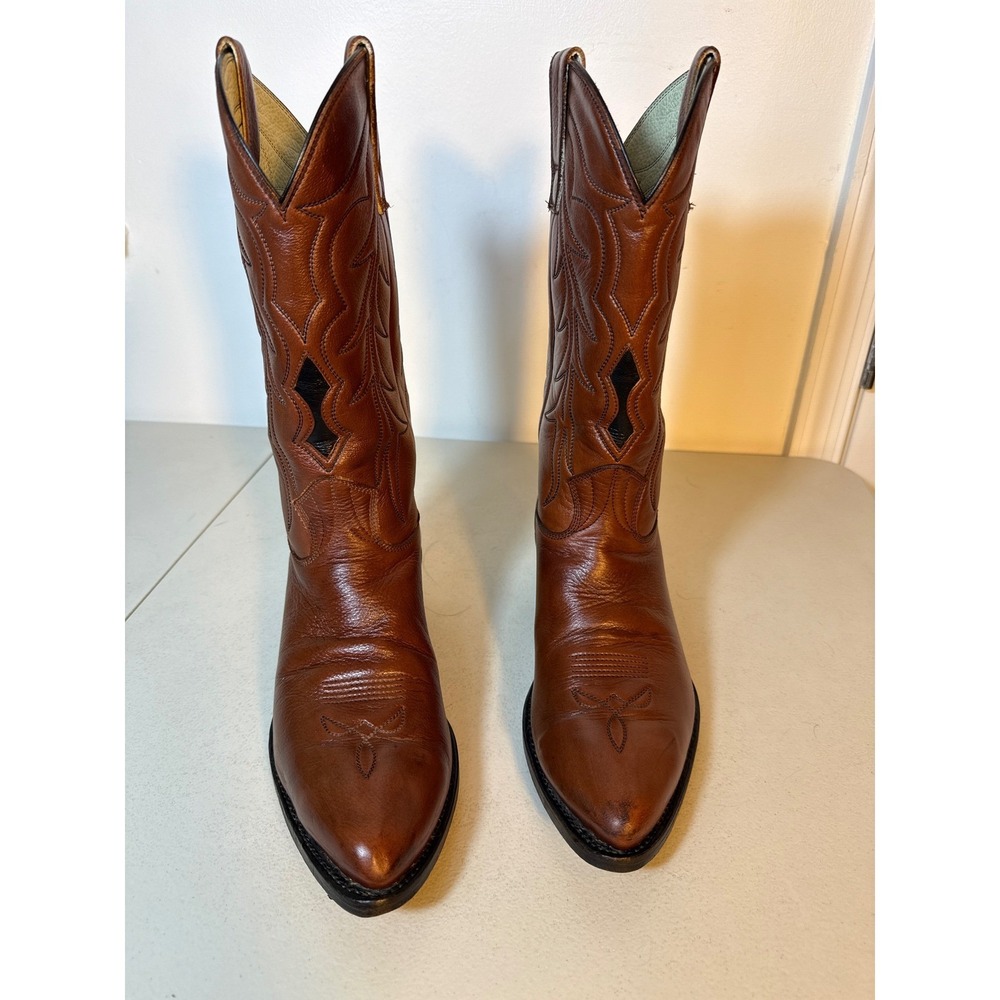 Vintage STEWART Brown Leather Western Cowboy Boot Pointed Toe Ladies Sz 11
11
